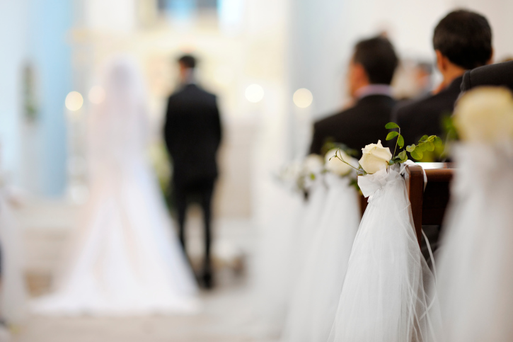 Bride and Groom in Church Wedding